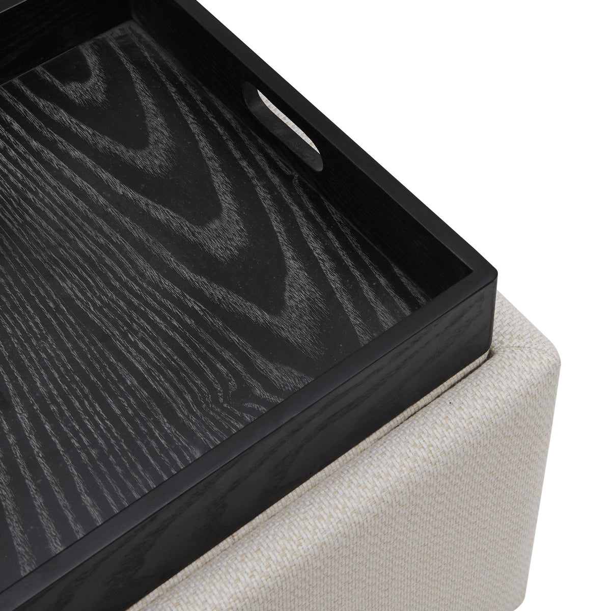Modern Fabric Storage Footstool Ottoman with Serving Tray