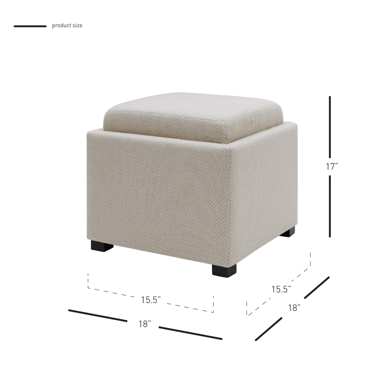 Modern Fabric Storage Footstool Ottoman with Serving Tray