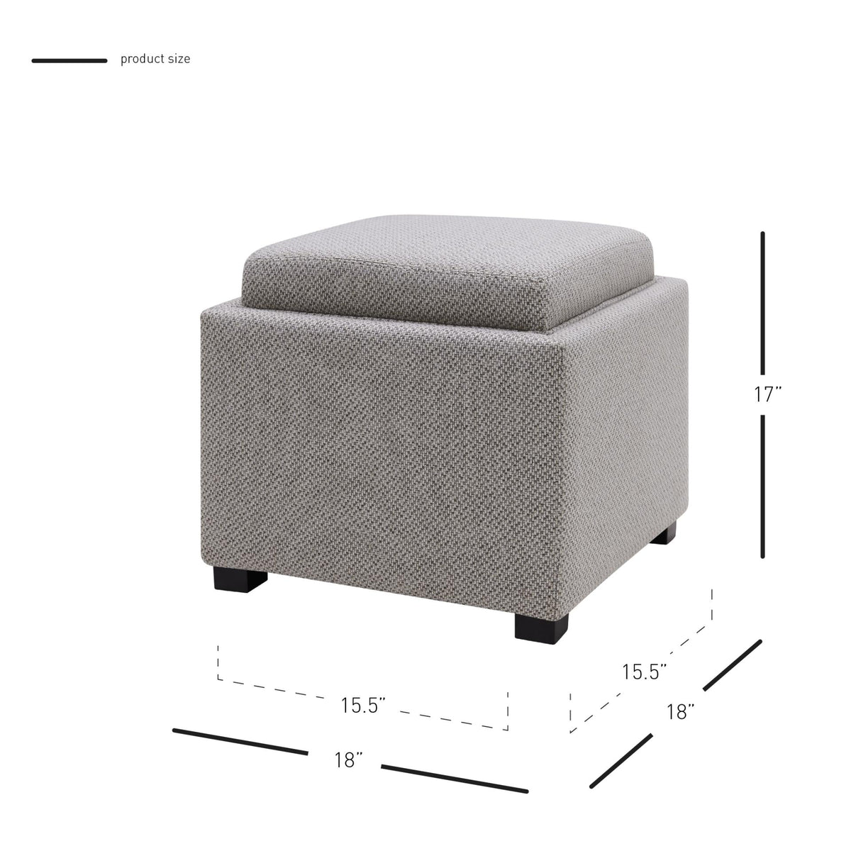 Modern Fabric Storage Footstool Ottoman with Serving Tray