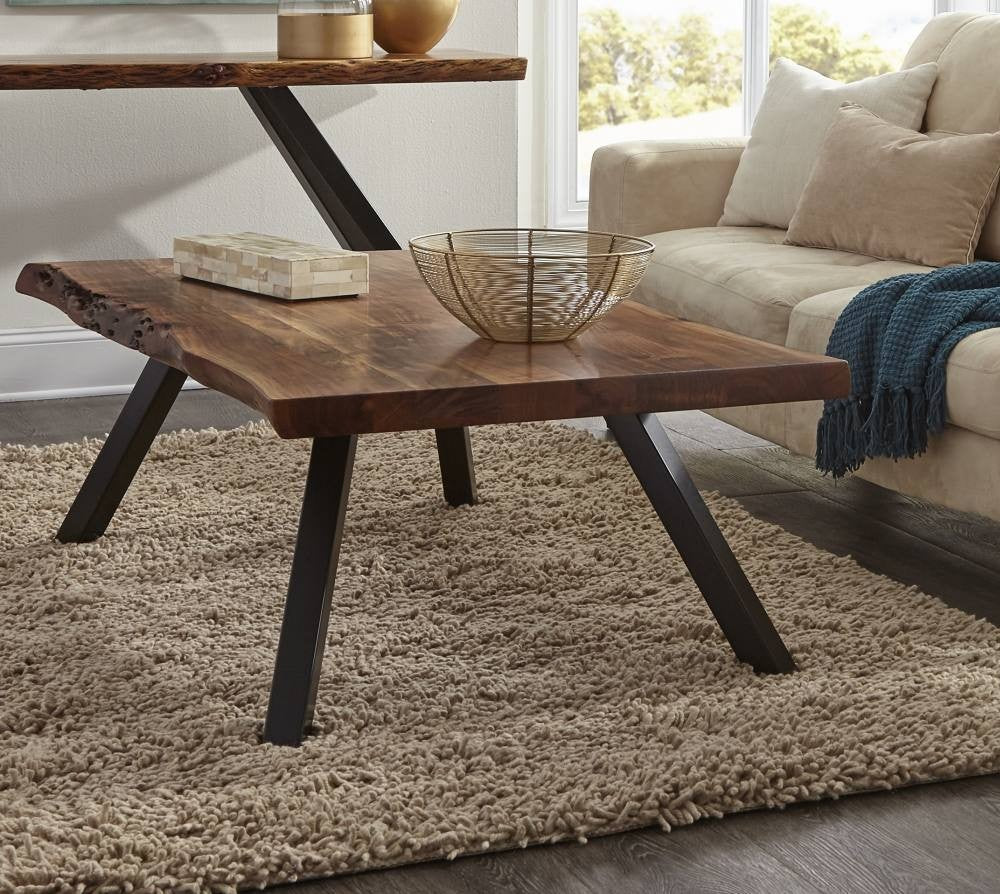 Natural Live Edge Wood Coffee Table for Modern Living Room