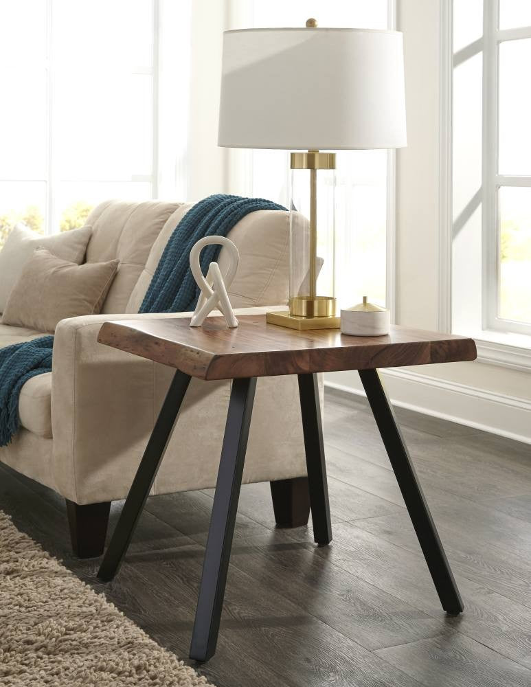 Natural Live Edge Wood Accent End Table for Living Room & Bedroom