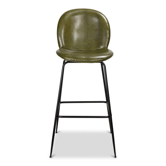 Amalfi Bar Stool in Olive Green Faux Snakeskin