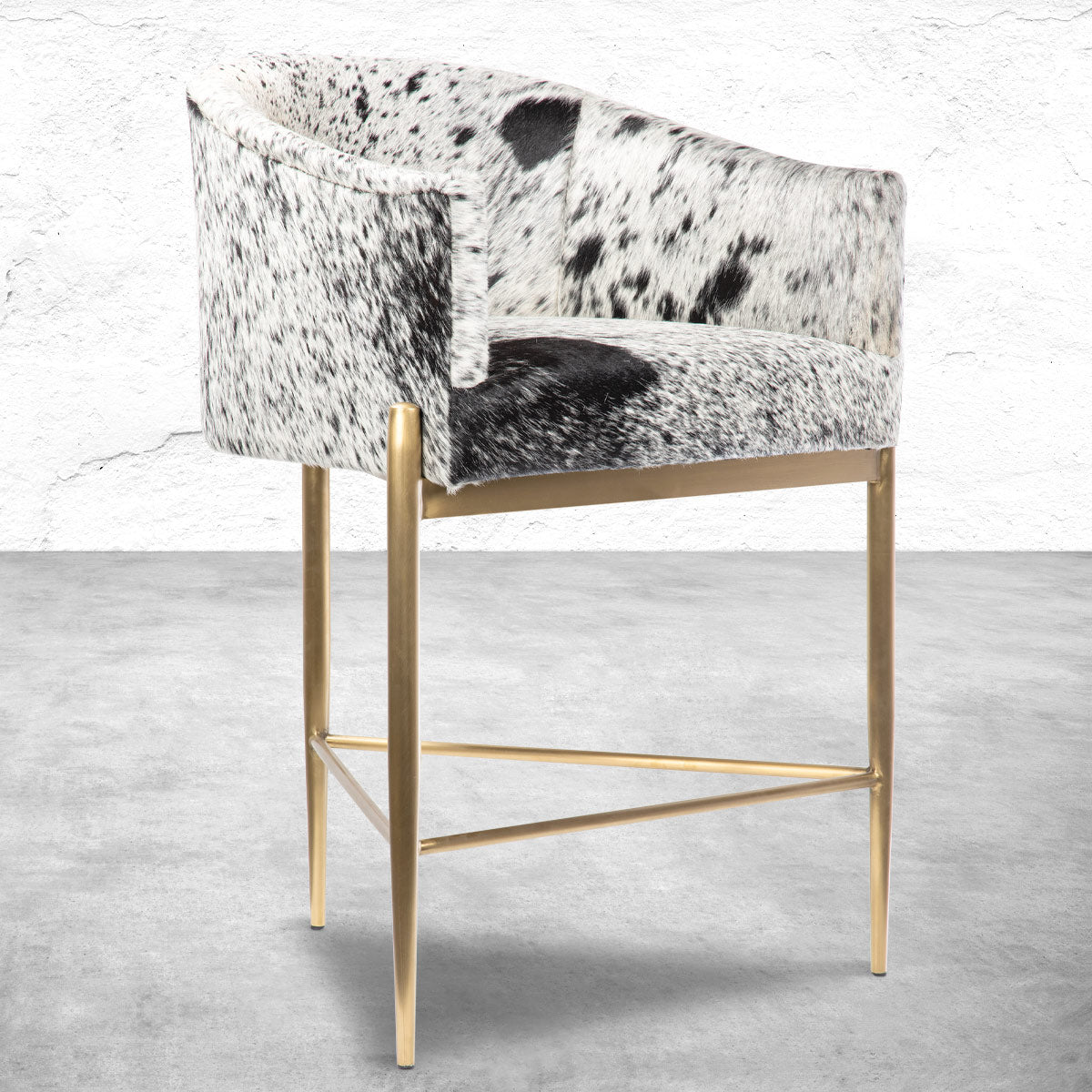 Art Deco Bar and Counter Stool in Cowhide