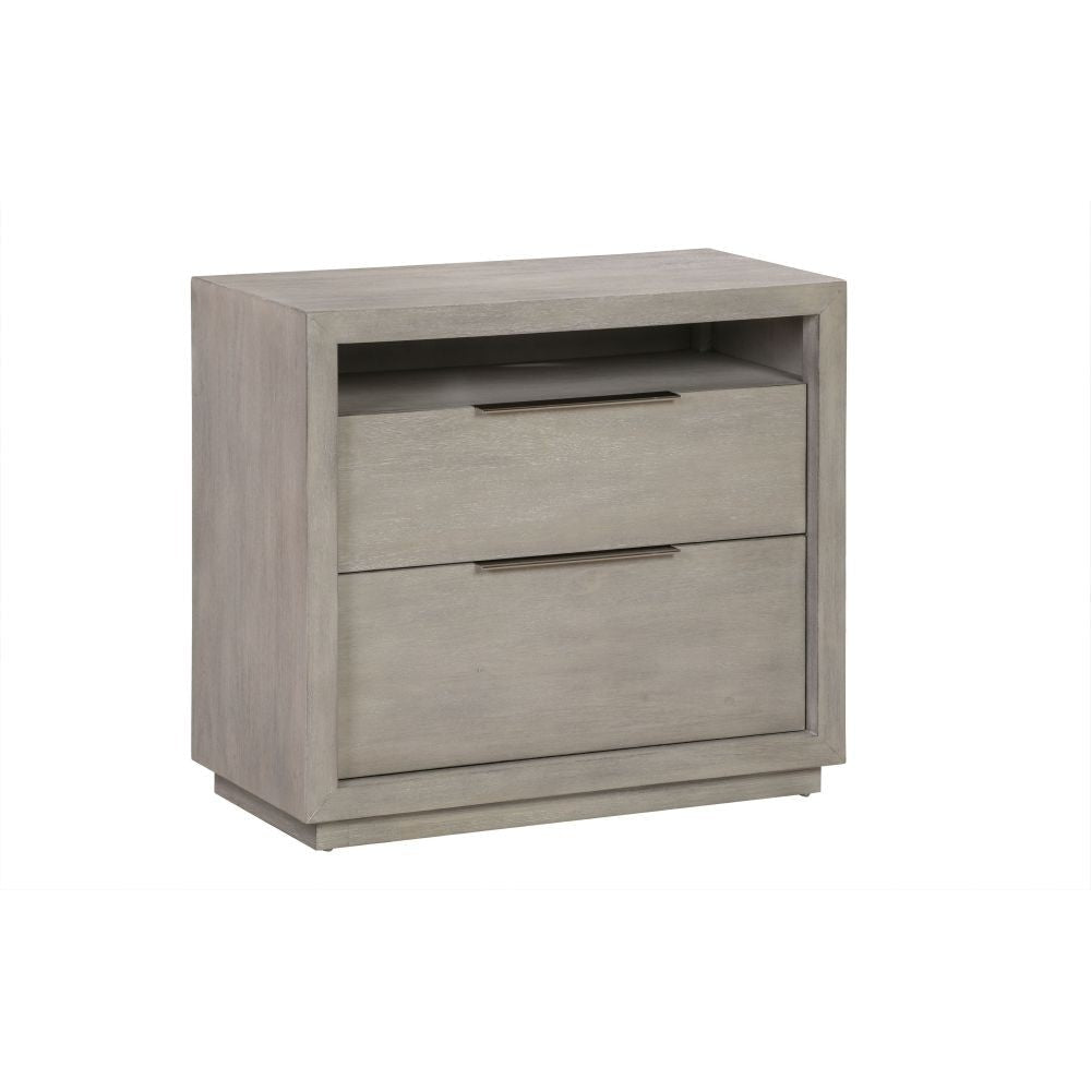 Solid Wood Frame 2-Drawer Nightstand End Table with Cable Management