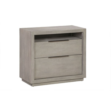 Solid Wood Frame 2-Drawer Nightstand End Table with Cable Management