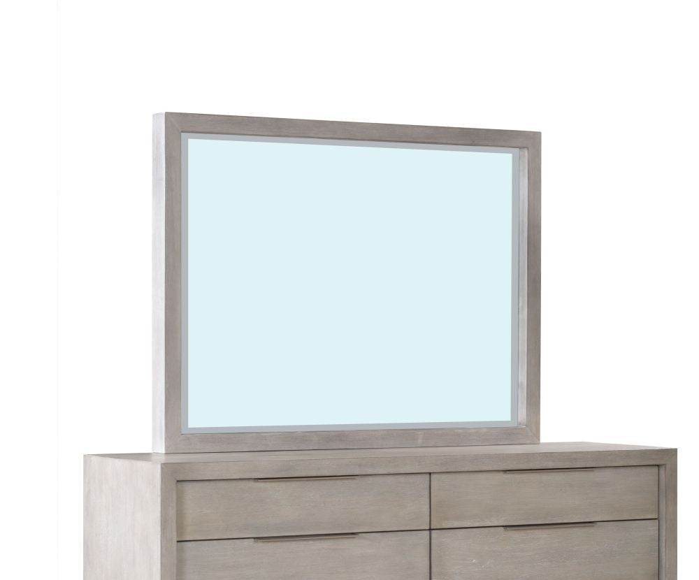 Large Horizontal Rectangular Wooden Wall Mirror for Dresser & Living Room
