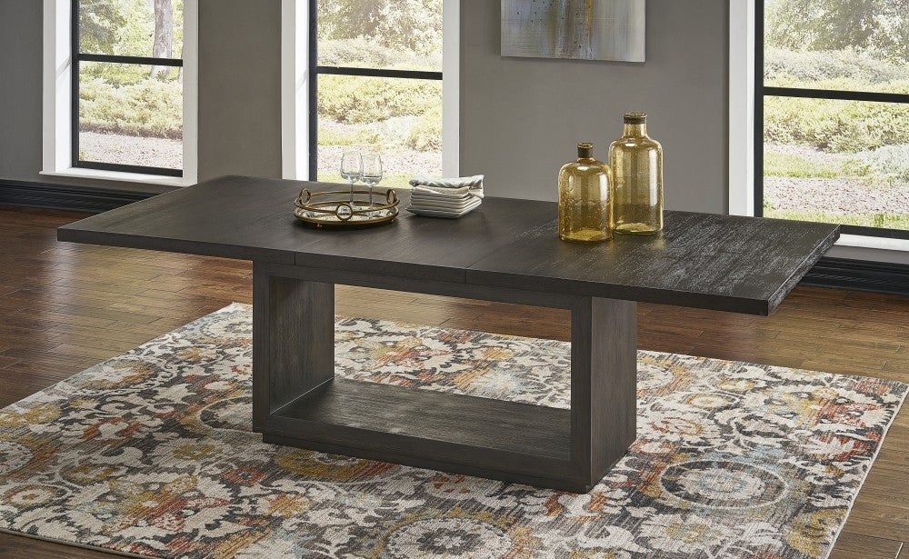 Contemporary Extendable Wood Dining Table with Pedestal Base
