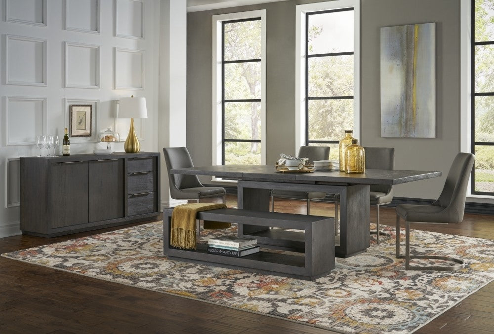 Contemporary Extendable Wood Dining Table with Pedestal Base
