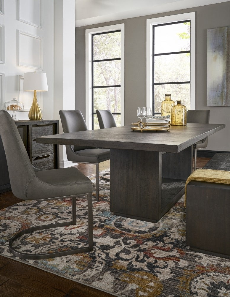 Contemporary Extendable Wood Dining Table with Pedestal Base