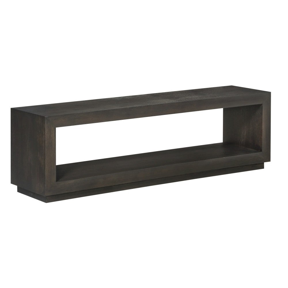 Contemporary Solid Wood Bench with Open Storage Shelf