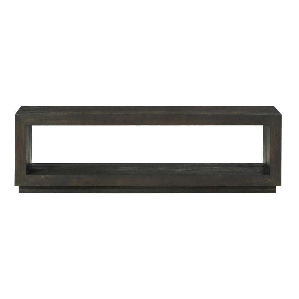 Contemporary Solid Wood Bench with Open Storage Shelf
