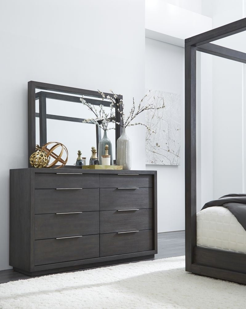 Large Horizontal Rectangular Wooden Wall Mirror for Dresser & Living Room