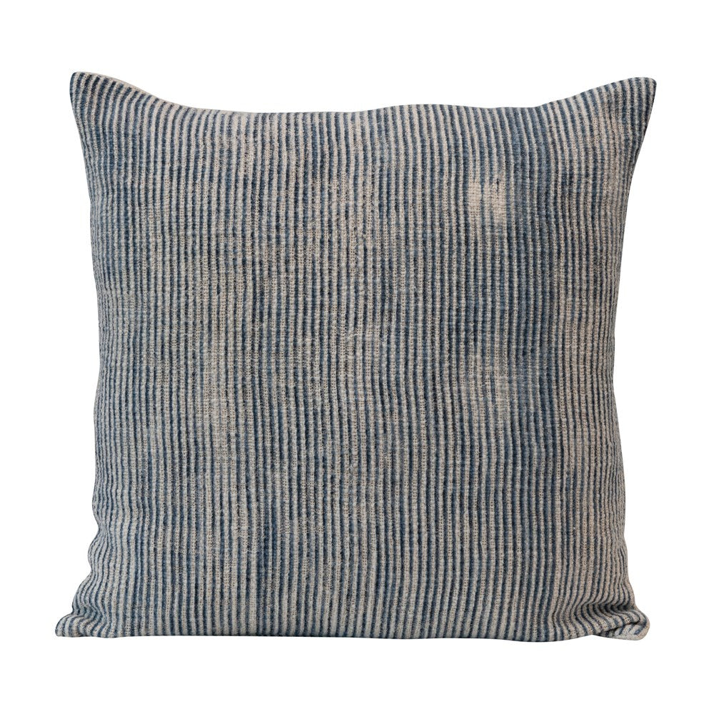 20" Sq Cotton Pillow, Blue &