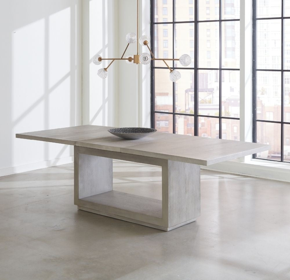 Contemporary Extendable Wood Dining Table with Pedestal Base