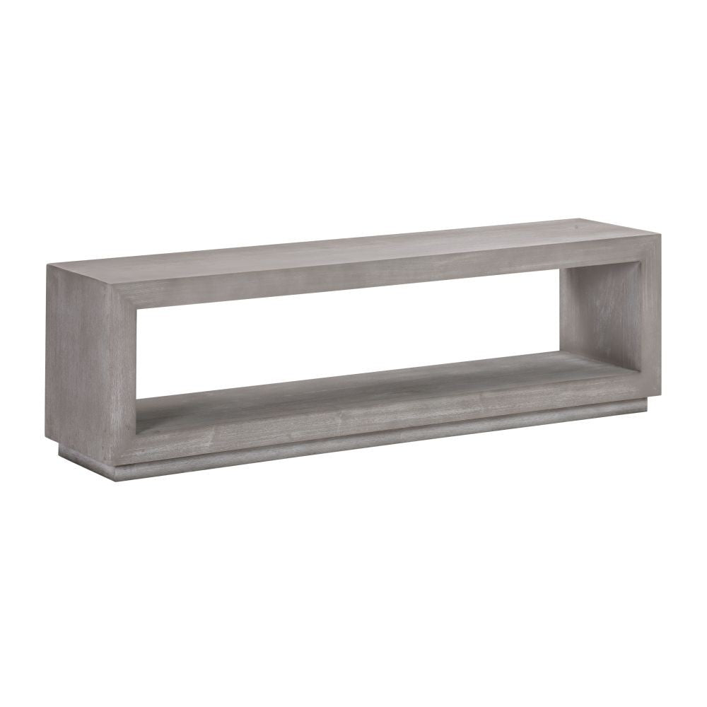 Contemporary Solid Wood Bench with Open Storage Shelf