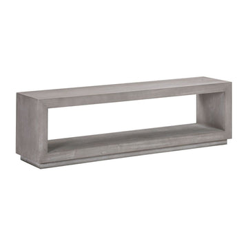 Contemporary Solid Wood Bench with Open Storage Shelf