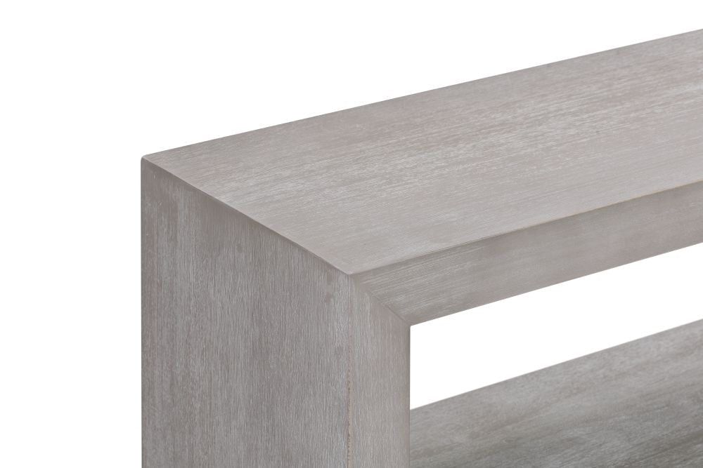 Contemporary Solid Wood Bench with Open Storage Shelf