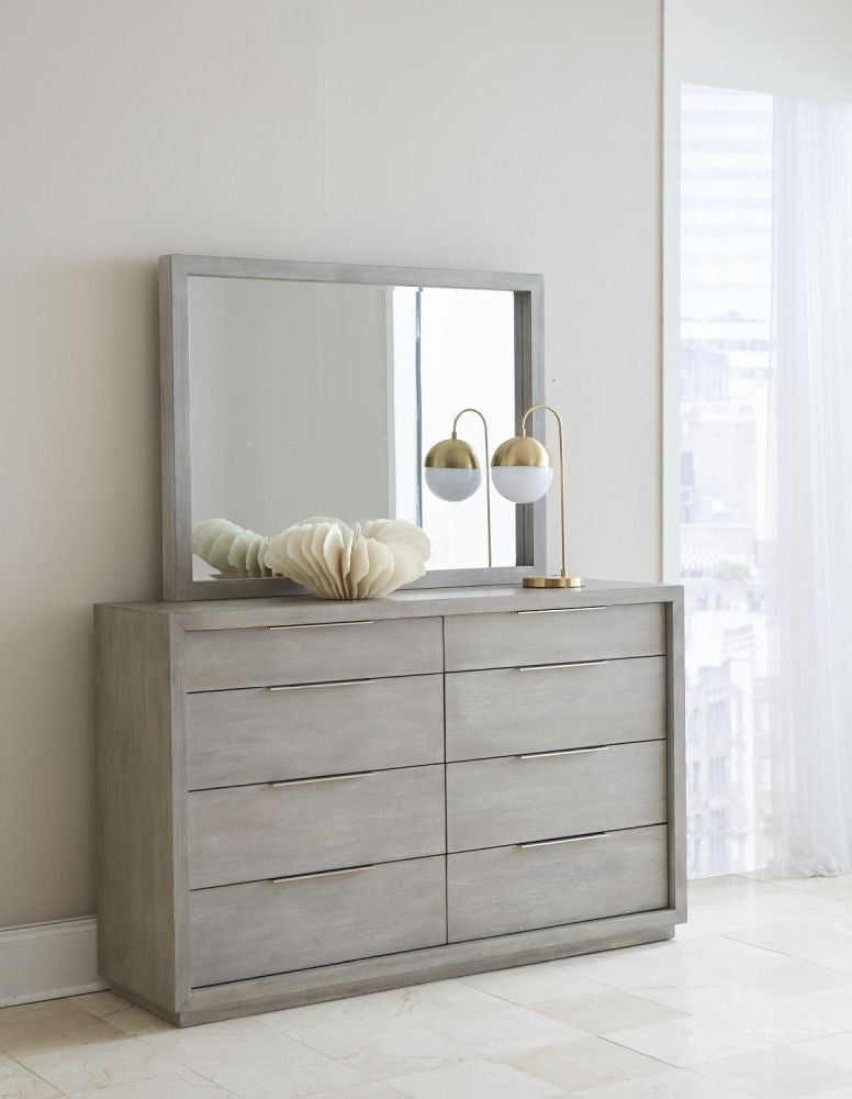 Large Horizontal Rectangular Wooden Wall Mirror for Dresser & Living Room