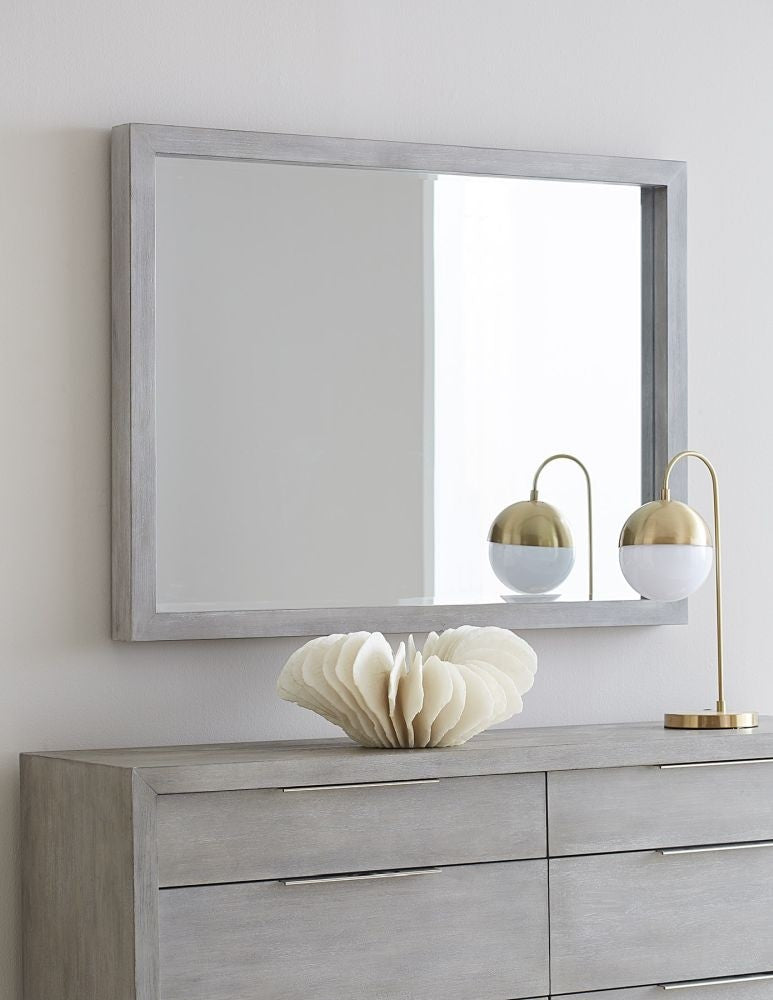 Large Horizontal Rectangular Wooden Wall Mirror for Dresser & Living Room